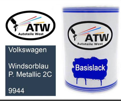 Volkswagen, Windsorblau P. Metallic 2C, 9944: 500ml Lackdose, von ATW Autoteile West.